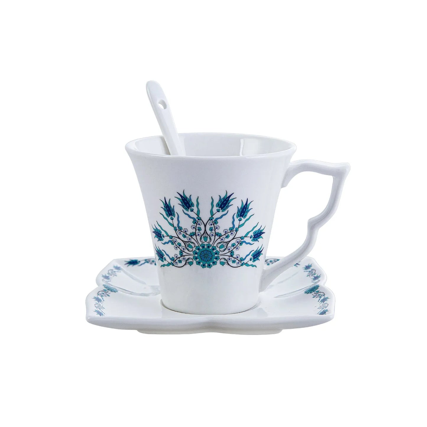 Karaca İznik 32 Parça Kahvaltı Takımı – 6 Kişilik Kare Desenli Porselen Set-Sofra ürünleri-Prenseshome Leyweg-Prenseshome Leyweg