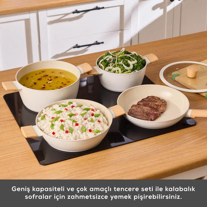 Karaca Swiss Crystal Ceramica Woody 7 Parça Tencere Seti – PFAS İçermez, İndüksiyon Uyumlu, Seramik Kaplama-mutfak urunleri-Prenseshome Leyweg-Prenseshome Leyweg