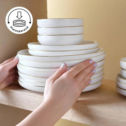 Karaca Stream Bone New Saturn Gold 12 Kişilik 59 Parça Porselen Yemek Takımı-Yemek Takimi-Prenseshome Leyweg-Prenseshome Leyweg