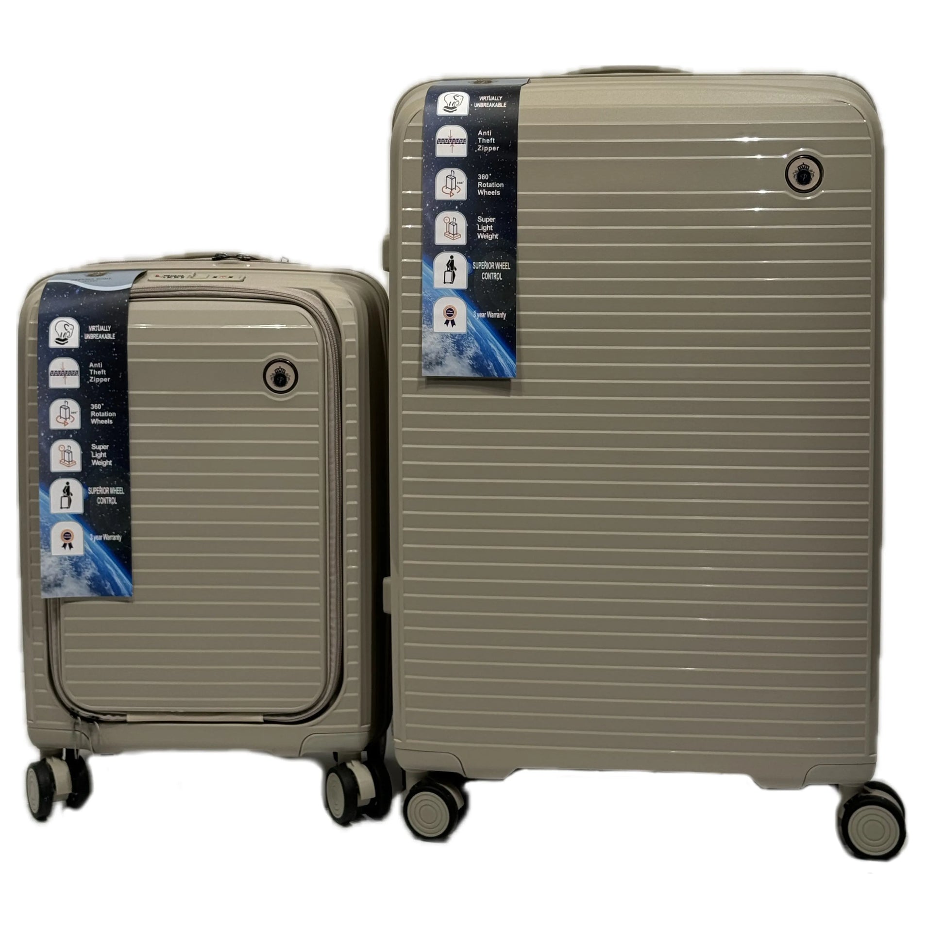 3’lu Valiz Seti - 20’’ / 24’’ / 28’’ | PP Malzeme | 360° Tekerlekli Crem-Prenseshome Leyweg-Prenseshome Leyweg