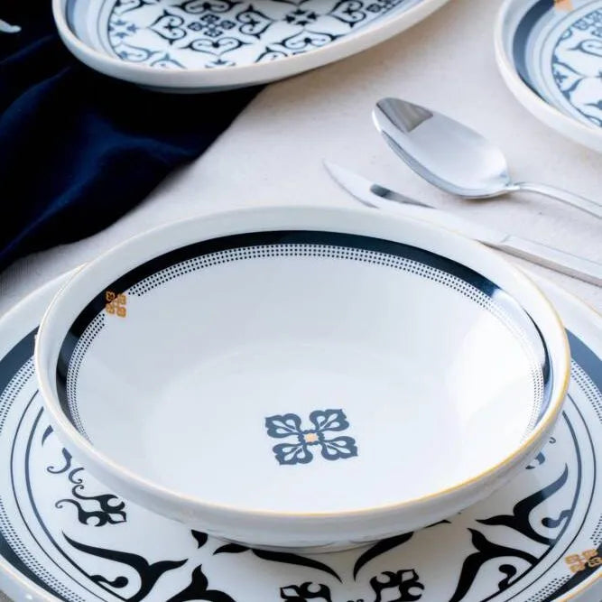 Acar Hera Siyah-Beyaz 6 kişilik 27 parca yemek takımı-Yemek Takimi-Prenseshome Leyweg-Prenseshome Leyweg