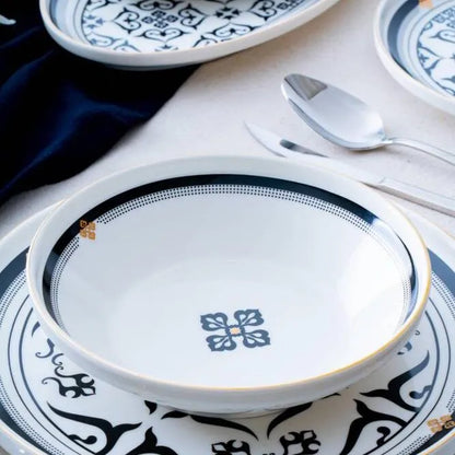 Acar Hera Siyah-Beyaz 6 kişilik 27 parca yemek takımı-Yemek Takimi-Prenseshome Leyweg-Prenseshome Leyweg