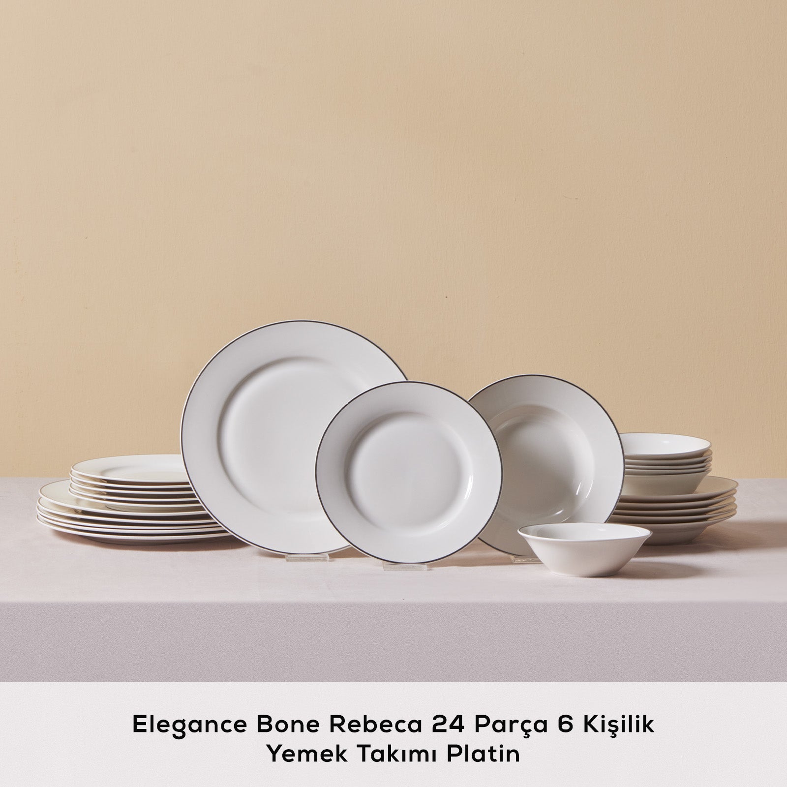 Karaca Elegance Bone Rebeca 24 Parça 6 Kişilik Yemek Takımı Platin-Yemek Takimi-Prenseshome Leyweg-Prenseshome Leyweg
