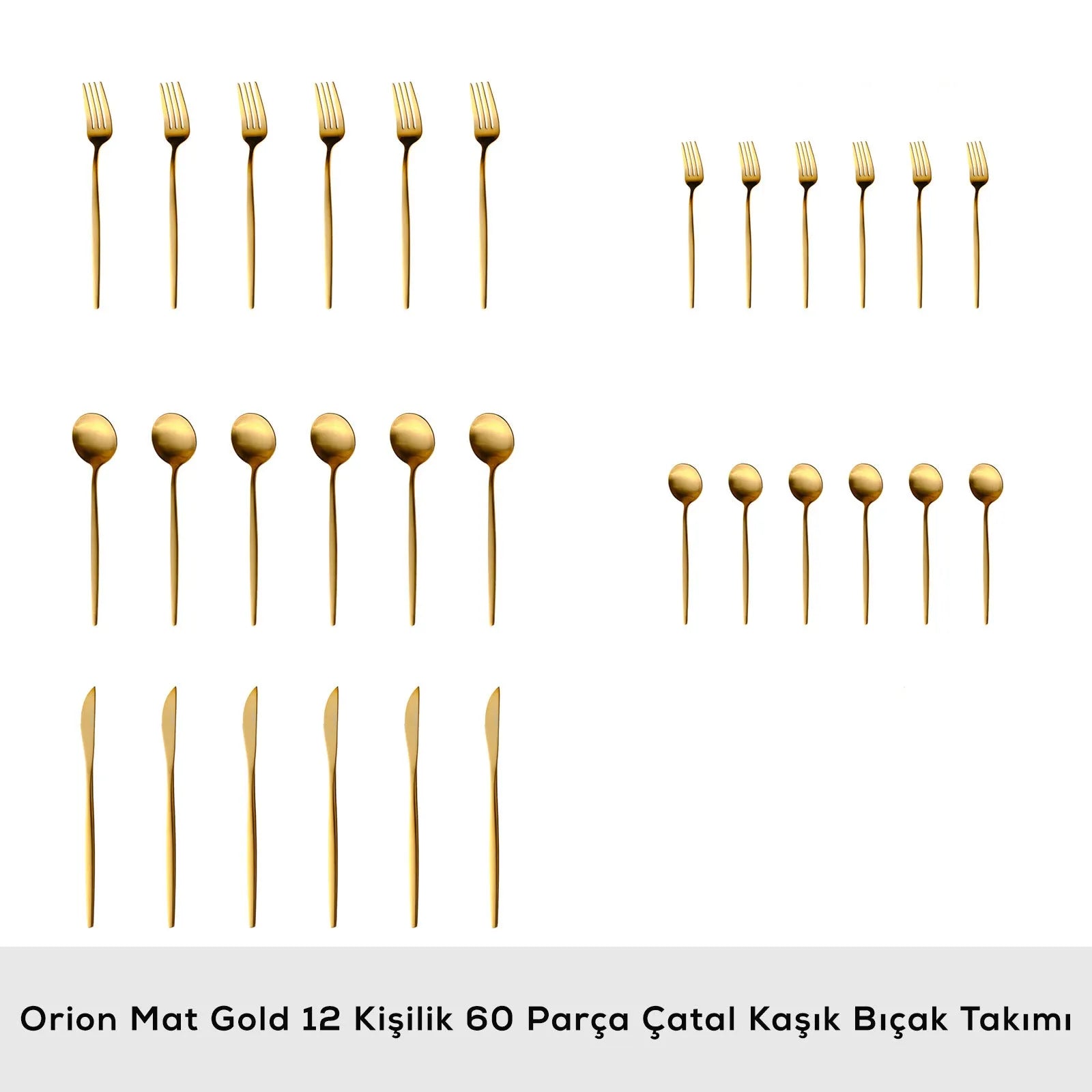 Karaca Orion Mat Gold 12 Kişilik 60 Parça Çatal Kaşık Bıçak Takımı-Sofra ürünleri-Prenseshome Leyweg-Prenseshome Leyweg