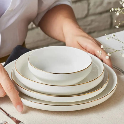 Karaca Streamline Saturn 19 Parça 4 Kişilik Gold Detaylı Porselen Yemek Takımı-Yemek Takimi-Prenseshome Leyweg-Prenseshome Leyweg