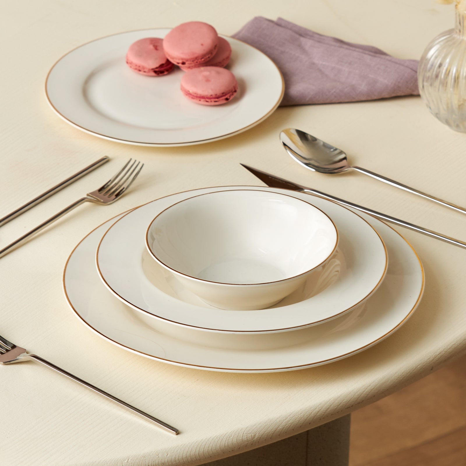 Elegance Bone Rebeca 24 Parça Yemek Takımı - Gold Detaylı Zarafet-Yemek Takimi-Prenseshome Leyweg-Prenseshome Leyweg
