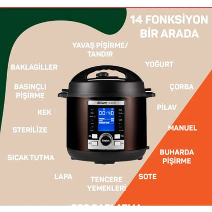 Arzum chefim cok fonksiyonlu duduklu tencere 6 lt 14 programli-Elektronik ürün-Prenseshome Leyweg-Prenseshome Leyweg
