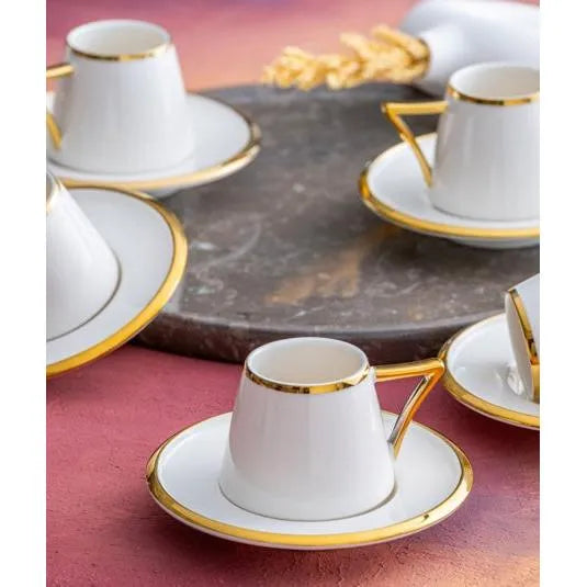 Acar elora gold Kahve fincan seti 6 kişilik – 90 ml Bardak-PRENSESHOME LEYWEG-Prenseshome Leyweg