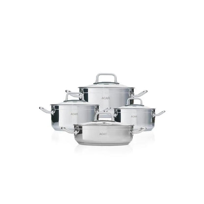 Acar Karat Merkür 8 Parça Çelik Tencere Seti-mutfak urunleri-Prenseshome Leyweg-Prenseshome Leyweg