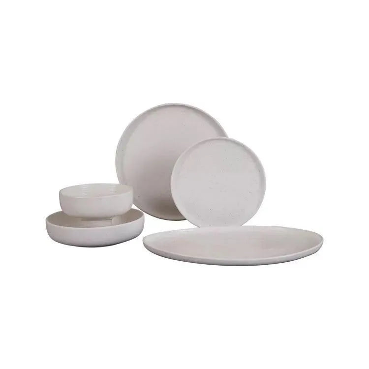 Bricard vertou 25 parca yemek takimi mat beyaz speckli-Yemek Takimi-Prenseshome Leyweg-Prenseshome Leyweg