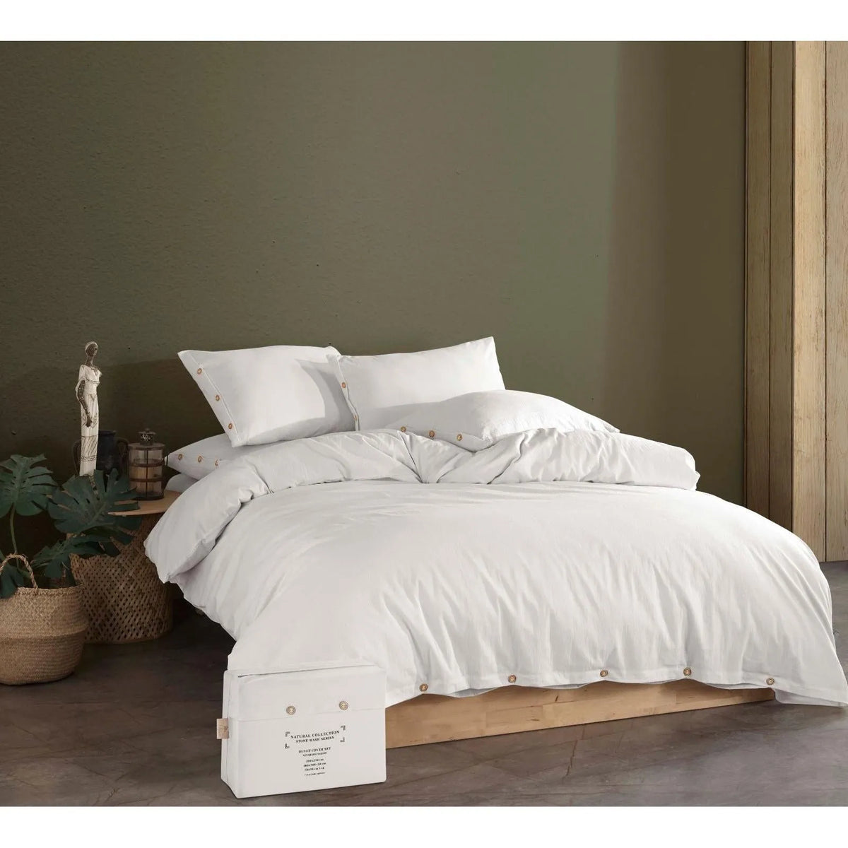 İpekçe Cift Kisilik Yikanmis Pamuk Nevresim Seti – Natural Collection Stone Wash Series-Yatak Odasi-Prenseshome Leyweg-Açık Gri-Prenseshome Leyweg