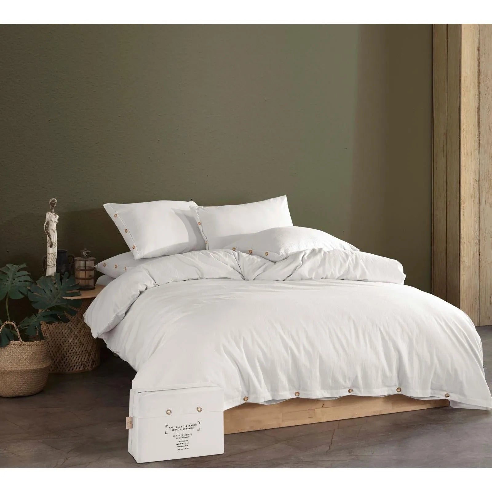 İpekçe Cift Kisilik Yikanmis Pamuk Nevresim Seti – Natural Collection Stone Wash Series-Yatak Odasi-Prenseshome Leyweg-Açık Gri-Prenseshome Leyweg