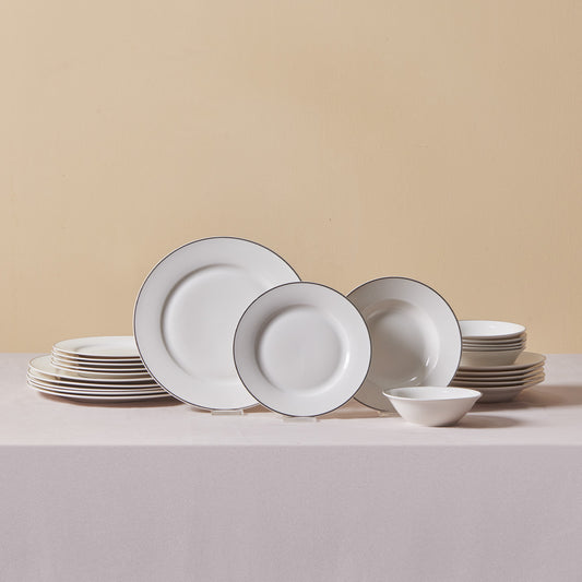 Karaca Elegance Bone Rebeca 24 Parça 6 Kişilik Yemek Takımı Platin-Yemek Takimi-Prenseshome Leyweg-Prenseshome Leyweg