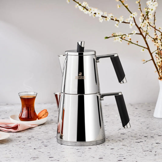 Karaca Powersteel 316+ Çelik İndüksiyon Tabanlı Çaydanlık Takımı – Orta Boy, Blend Tasarım-mutfak urunleri-PRENSESHOME LEYWEG-Prenseshome Leyweg