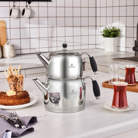 Karaca Stella 18/10 Paslanmaz Çelik 2 Parça Çaydanlık Seti – 1 Litre Demlik, 2 Litre Alt Çaydanlık-mutfak urunleri-Prenseshome Leyweg-Prenseshome Leyweg