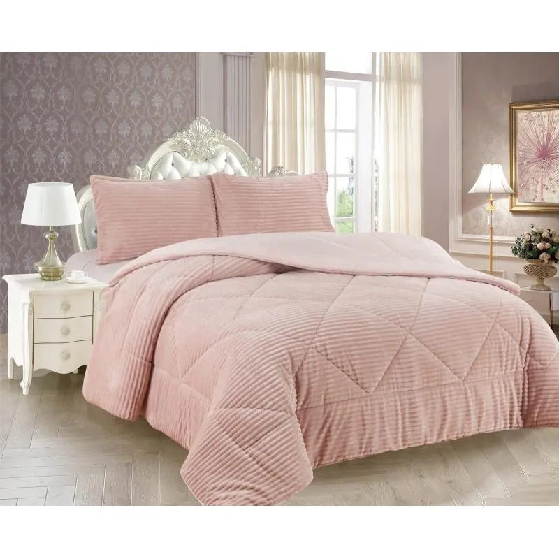 İpekçe Süper Yumuşak Dolly Yorgan Seti 3 Parça 220x240 cm-Yatak Odasi-Prenseshome Leyweg-Pembe-Prenseshome Leyweg