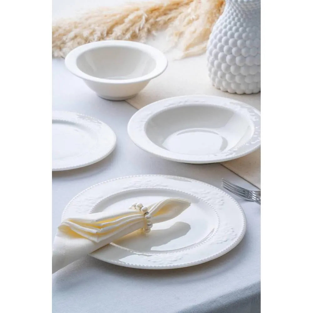 Acar Engola 6 Kişilik 24 Parça Yemek Takımı Beyaz-Yemek Takimi-Prenseshome Leyweg-Prenseshome Leyweg