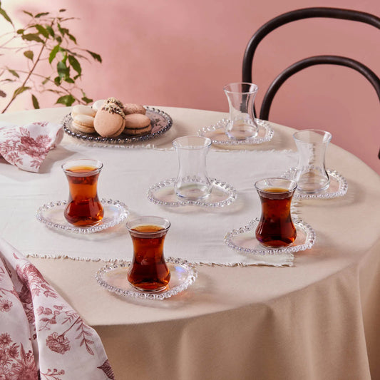 Karaca Rory 6 Kişilik 12 Parça Çay Seti – 130 ml (Kalp Şeklinde Alt Tabağı ile)-Sofra ürünleri-Prenseshome Leyweg-Prenseshome Leyweg