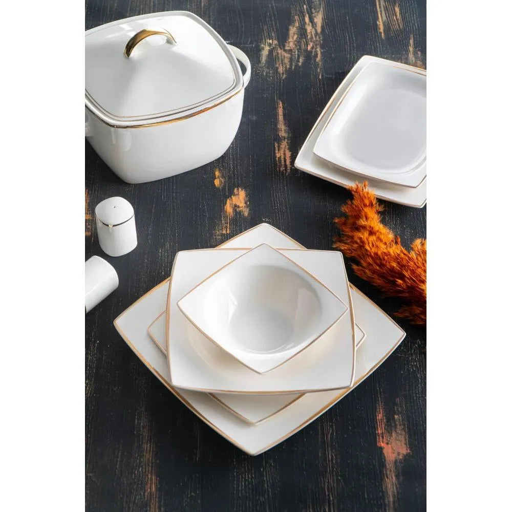 Acar Bonno 60 Parça 12 Kişilik Porselen Yemek Takımı-Sofra ürünleri-Prenseshome Leyweg-Prenseshome Leyweg