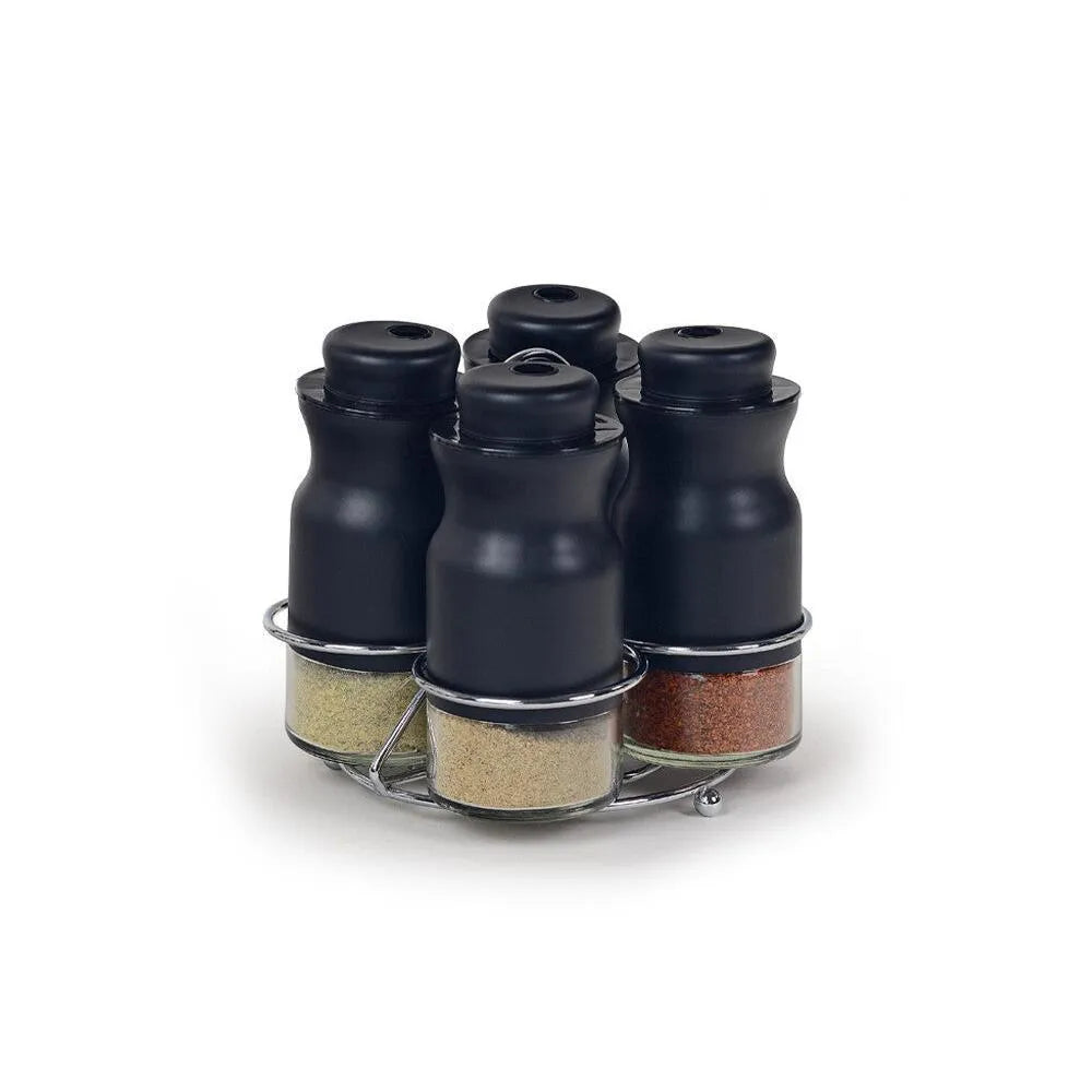4’lü Cam Baharatlık Seti – Krom Metal Standlı, 125 ml, 3 Ayarlı Kapaklı-Sofra ürünleri-Prenseshome Leyweg-Prenseshome Leyweg