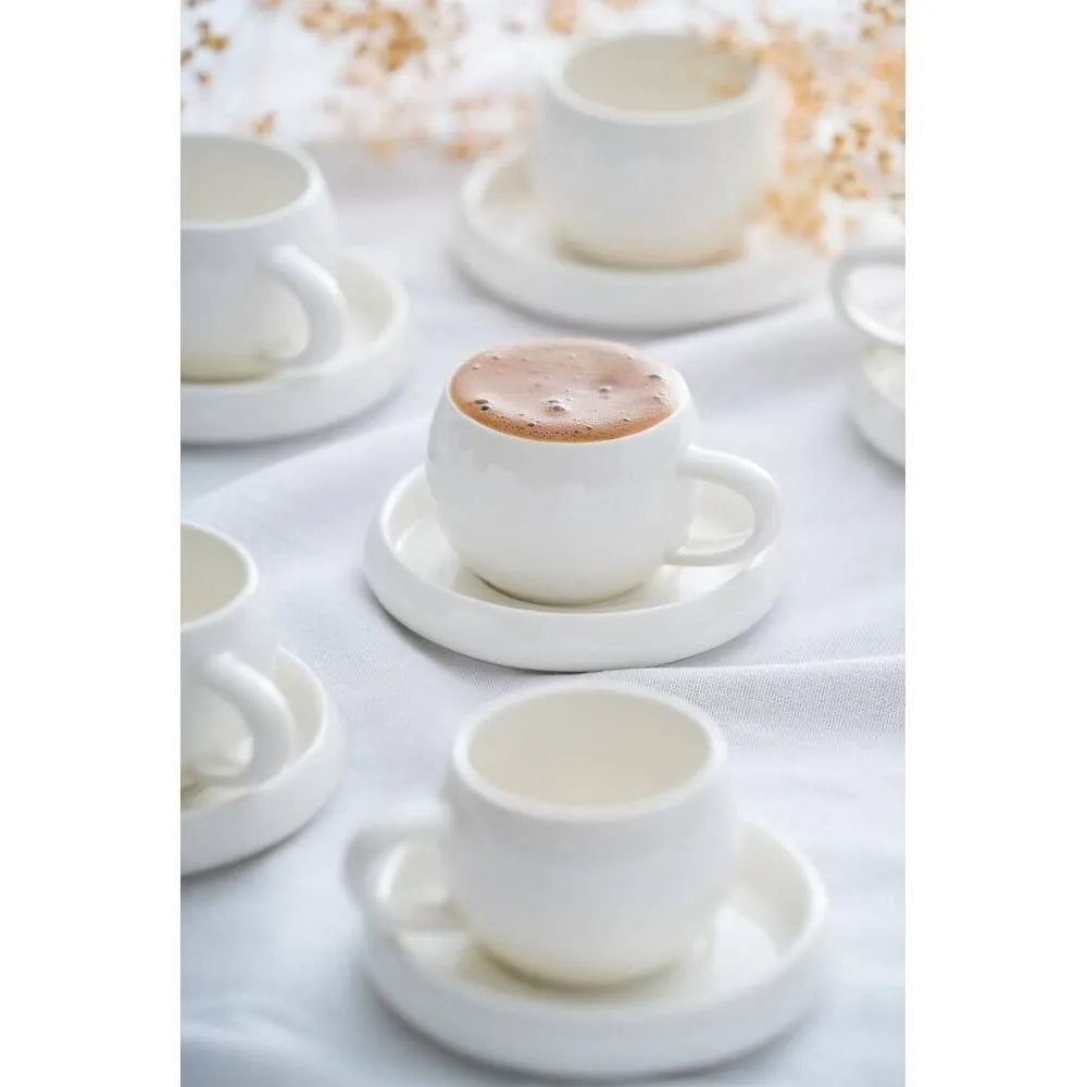 Acar Bianco Perla porselen kahve fincan takımı 6 kişilik – 90 ml-Prenseshome Leyweg-Prenseshome Leyweg