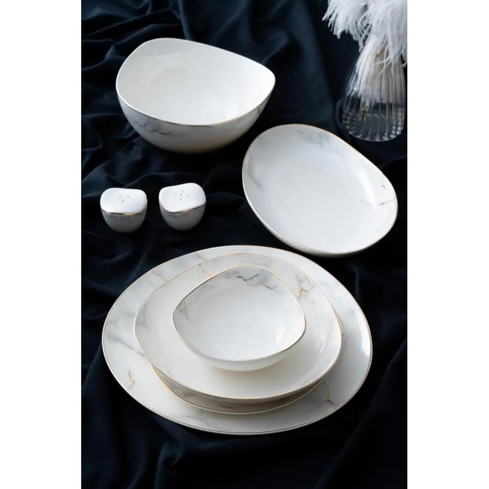 Acar Darcie 6 Kişilik 29 Parça Yaldızlı Porselen Yemek Takımı-Yemek Takimi-Prenseshome Leyweg-Prenseshome Leyweg