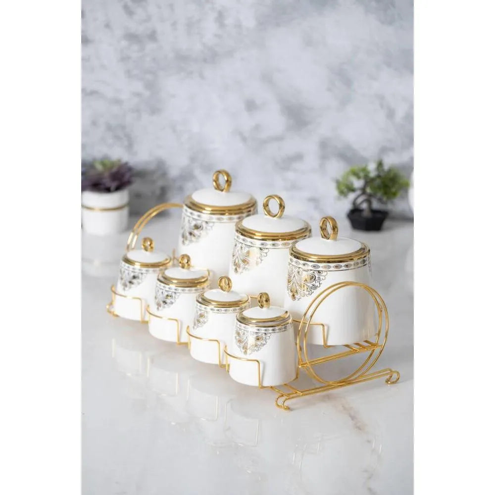 Acar Astar 8 Parca Porselen Baharat Seti - Gold-mutfak urunleri-Prenseshome Leyweg-Prenseshome Leyweg