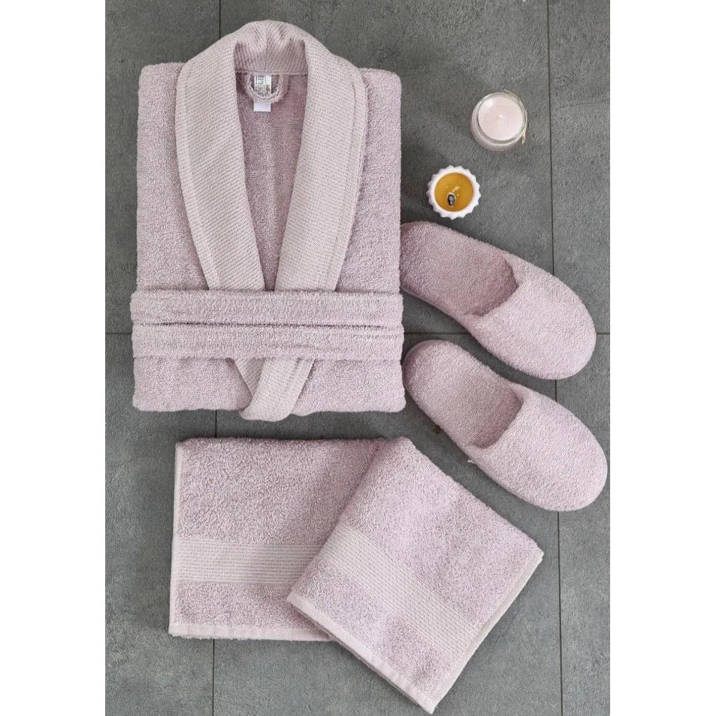İpekçe Ada Pembe Tek Kişilik Bornoz Takımı-Banyo ürünleri-Prenseshome Leyweg-L/XL-Prenseshome Leyweg