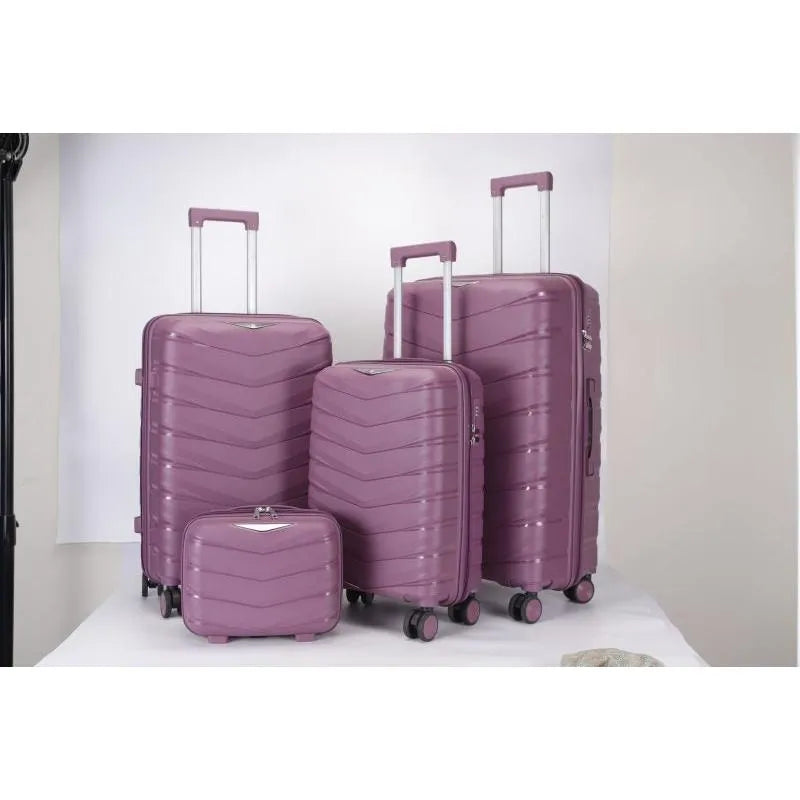 4 Parca Polipropilen Bavul Seti (20'' – 24'' – 28'' + Makyaj cantasi Pembe-Prenseshome Leyweg-Prenseshome Leyweg