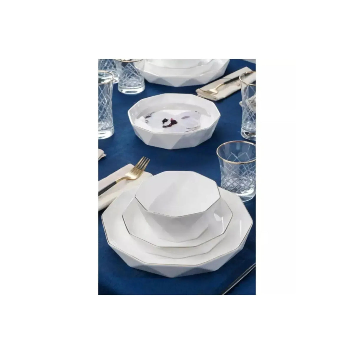 Acar Bianco Perla Diamond Collection 6 Kişilik 24 Parça Porselen Yemek Takımı-Sofra ürünleri-Prenseshome Leyweg-Prenseshome Leyweg