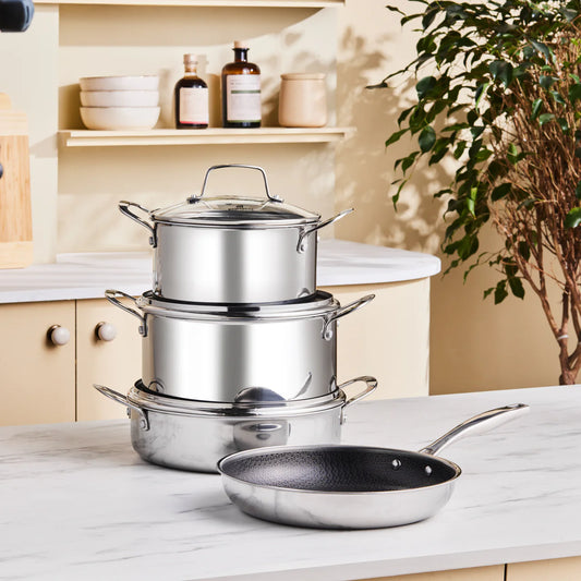 Karaca Ceramica Steel 3-Ply RVS Tencere Seti – Seramik Kaplama, Paslanmaz Çelik, İndüksiyon Uyumlu, 8 Parça-mutfak urunleri-Prenseshome Leyweg-Prenseshome Leyweg