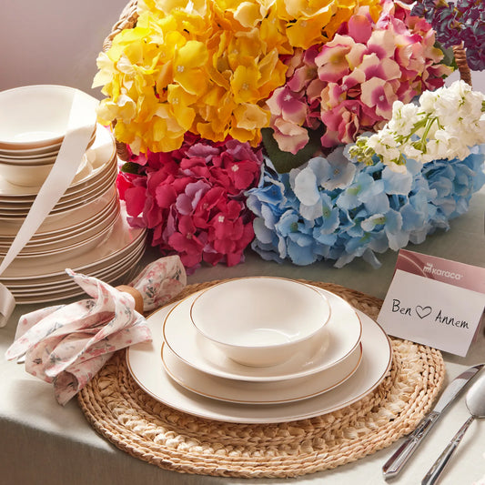 Elegance Bone Rebeca 24 Parça Yemek Takımı - Gold Detaylı Zarafet-Yemek Takimi-Prenseshome Leyweg-Prenseshome Leyweg