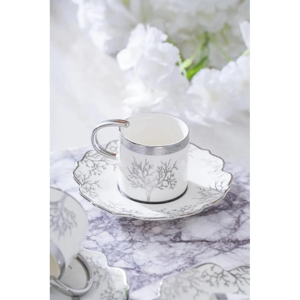 Acar Kieran 6 Kişilik Silver Kahve Fincanı Takımı - 90 ml-Prenseshome Leyweg-Prenseshome Leyweg