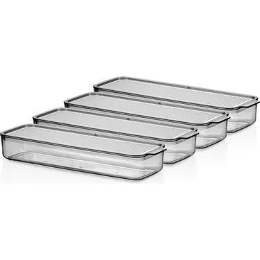 Vipahmet Mina Organizer Plastik Raf Şeffaf Füme Kapaklı 4x750 ml – 4’lü Set Buzdolabı ve Dolap İçi Düzenleyici-mutfak urunleri-Prenseshome Leyweg-Prenseshome Leyweg