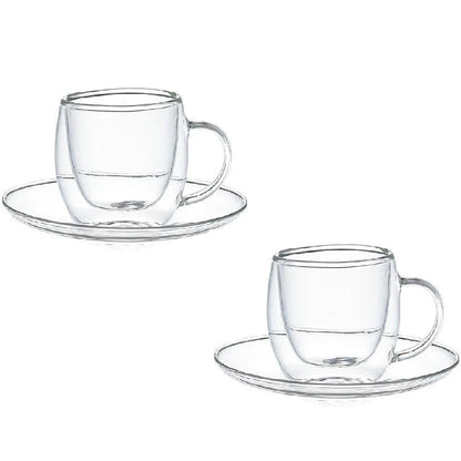 Schafer 4 Parca Cift Cidarlı Espresso Fincan Seti - 80 ml-Cam urunler-Prenseshome Leyweg-Prenseshome Leyweg