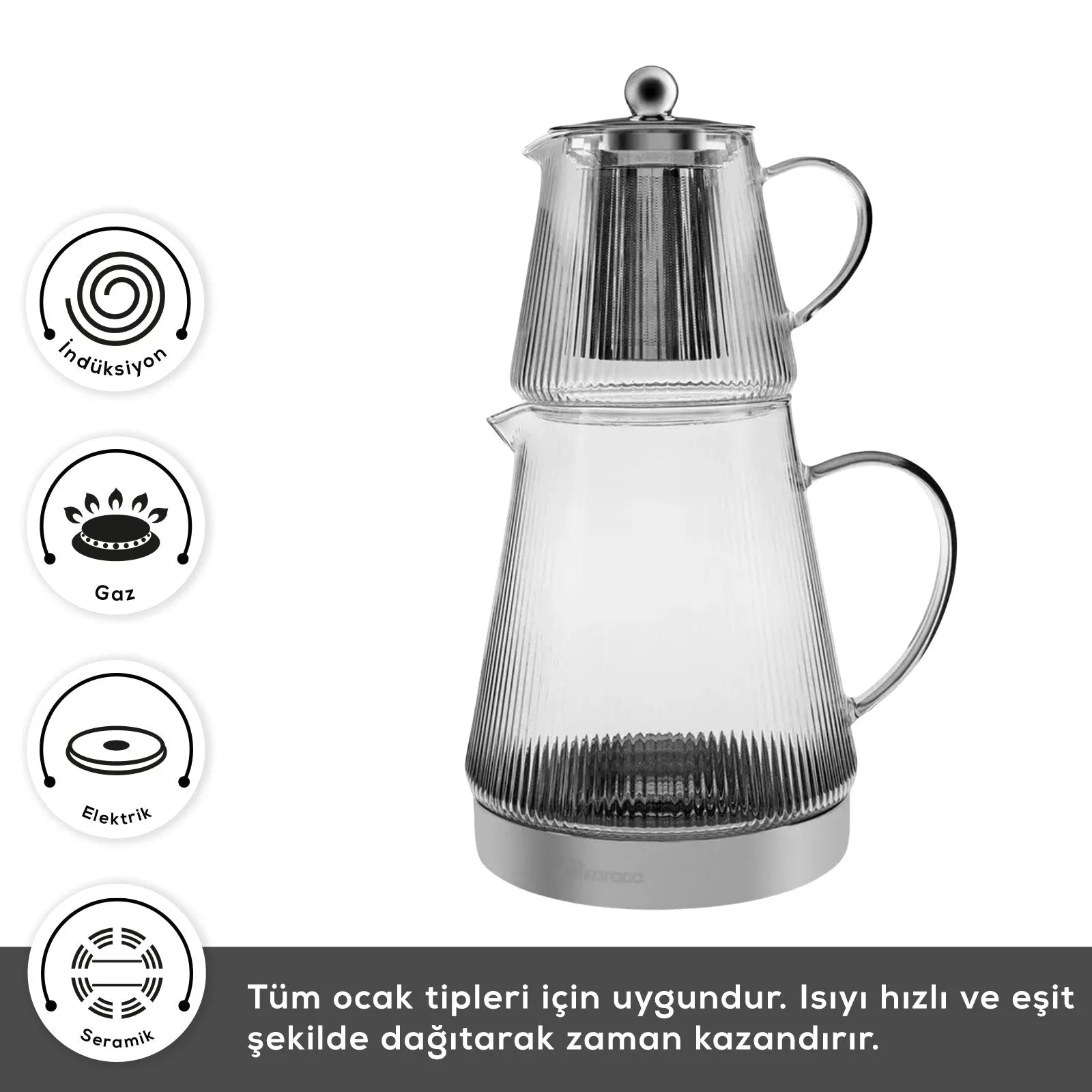 Karaca Keops XL Borosilikat Cam Çaydanlık – Isıya Dayanıklı, Şeffaf, Büyük Hacimli Tasarım-Cam urunler-PRENSESHOME LEYWEG-Prenseshome Leyweg