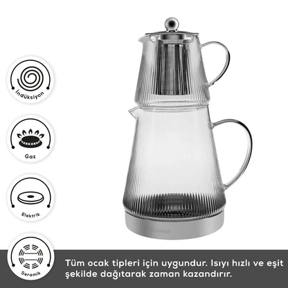 Karaca Keops XL Borosilikat Cam Çaydanlık – Isıya Dayanıklı, Şeffaf, Büyük Hacimli Tasarım-Cam urunler-PRENSESHOME LEYWEG-Prenseshome Leyweg