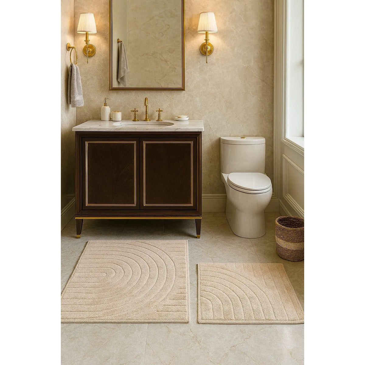 İpekçe Pamuklu 2’li Banyo Paspas Seti Sunset - Dikdörtgen (60x100 cm & 50x60 cm)-Banyo ürünleri-Prenseshome Leyweg-Prenseshome Leyweg