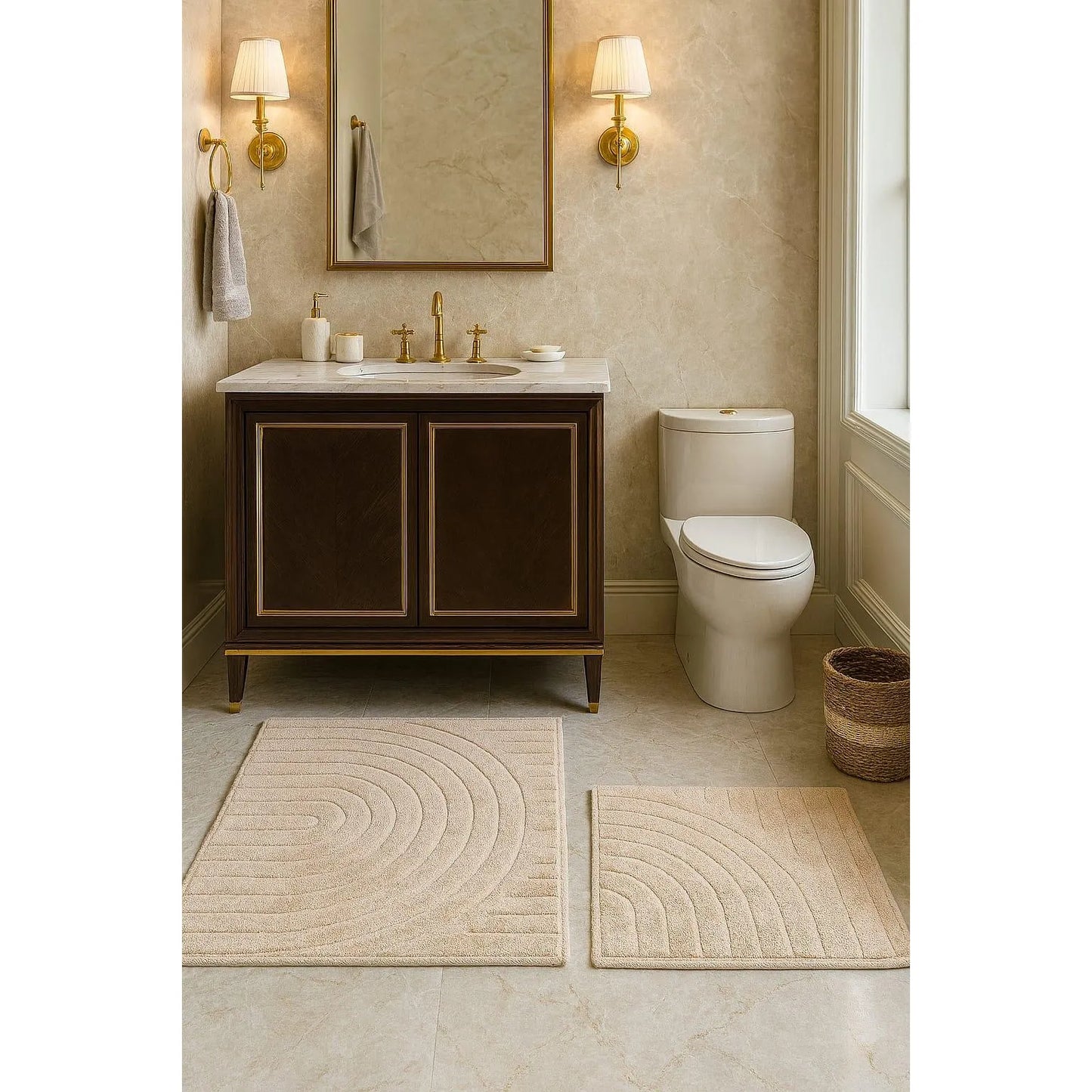 İpekçe Pamuklu 2’li Banyo Paspas Seti Sunset - Dikdörtgen (60x100 cm & 50x60 cm)-Banyo ürünleri-Prenseshome Leyweg-Prenseshome Leyweg