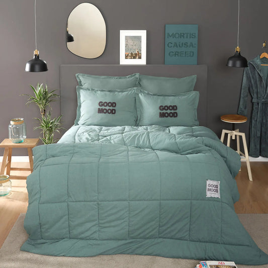 Karaca Home Motto Cotton Comfort Çift Kişilik Uyku Seti – Petrol-Yatak Odasi-Prenseshome Leyweg-Prenseshome Leyweg